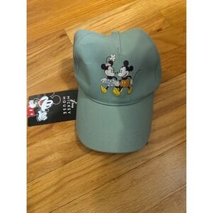 Disney Mickey Mouse Pastel Green Baseball Cap Embroidered Mickey Minnie Couple